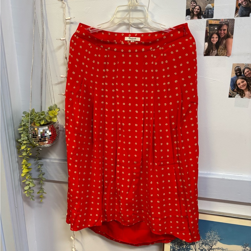 Madewell Red High-Low Skirt Midi